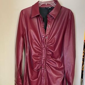 Fashion Nova faux leather red dress NWT